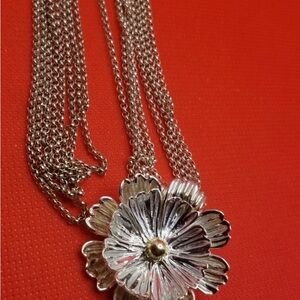 ESPO Joseph Esposito Sterling Silver & 14K Gold Flower Pendant & Chains necklace